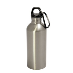 600 ml Stainless Steel Sport Bottle - Silver, Small Mouth, Flat Bottom