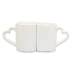 11 oz. White Lover's Mug with Heart  Handles